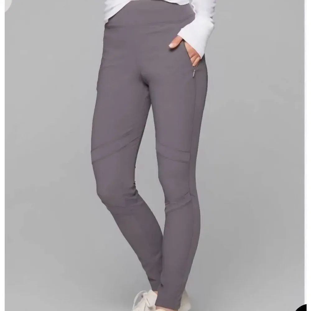 Athleta Leggings Women's 0 Grey Hybrid Summiter Tight Hiking Trail Zip Pockets